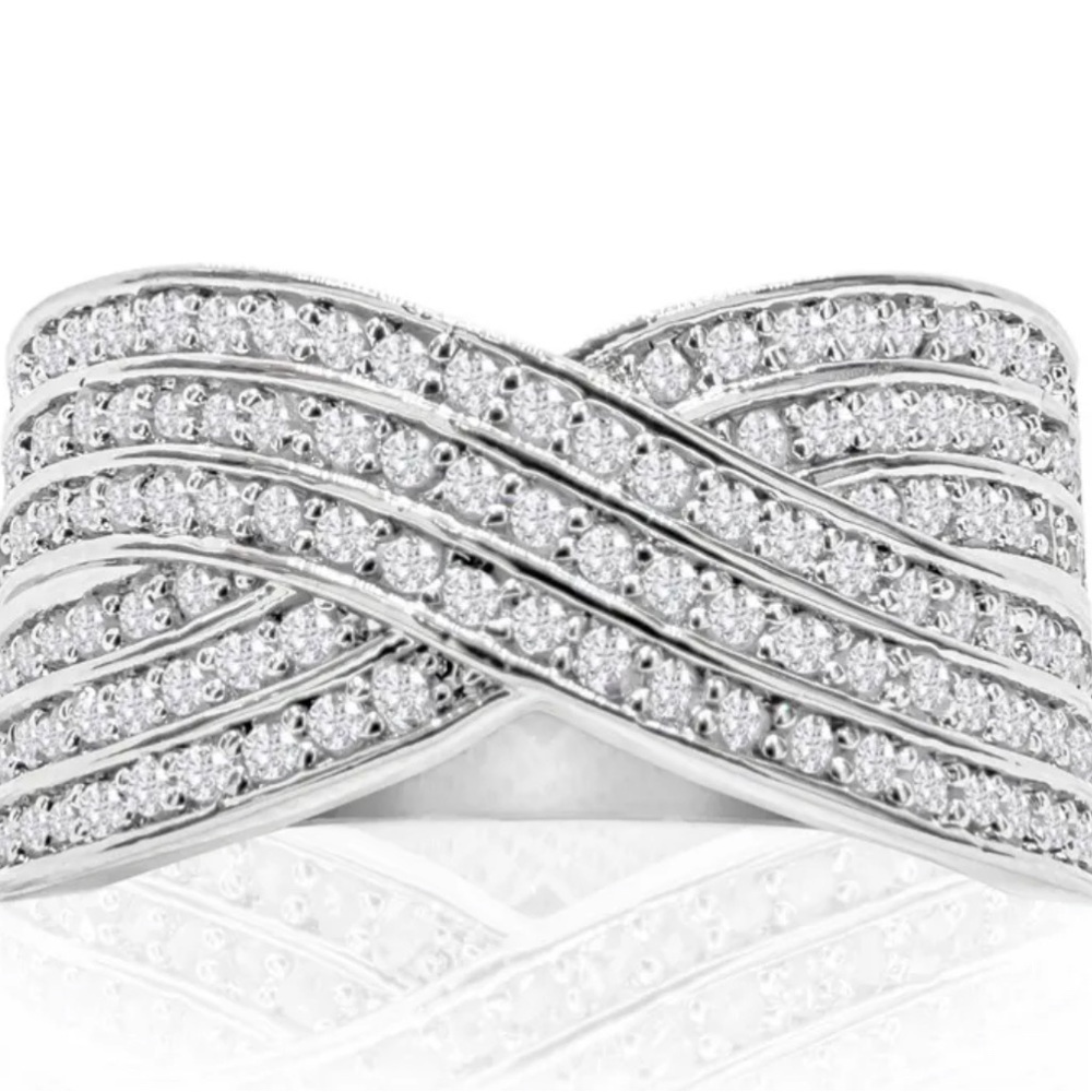 1 Carat Round Cut Diamond Swirl Cocktail Ring size 5